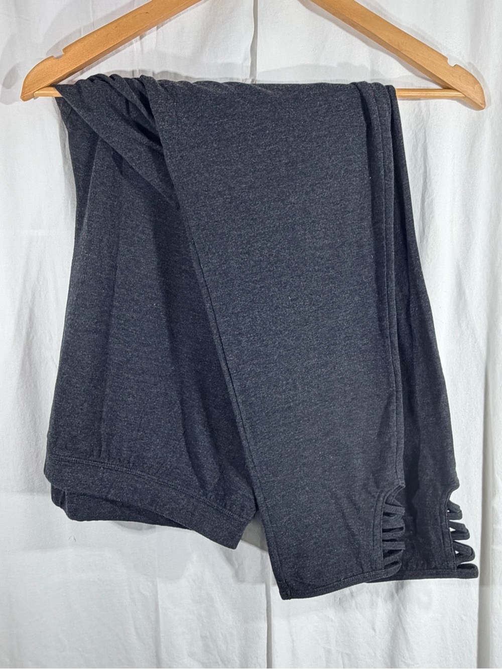 Woman Within Charcoal Gray Women's Leggings with Ladder Hem Detail